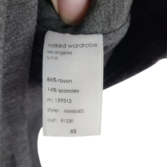 Naked Wardrobe The Come Around Charcoal Bodysuit Size xs NEW - Picture 11 of 11
